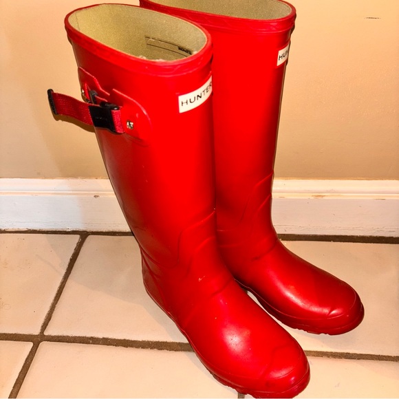 Hunter rain boots tall women’s 7 gloss waterproof big city farm workwear - Picture 1 of 5